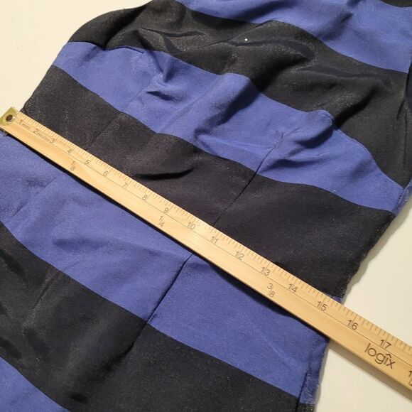 POCKETS SHIMMER BANANA REPUBLIC BLUE BLACK STRIPES CAREER SHEATH DRESS 2 SMALL - Picture 4 of 10